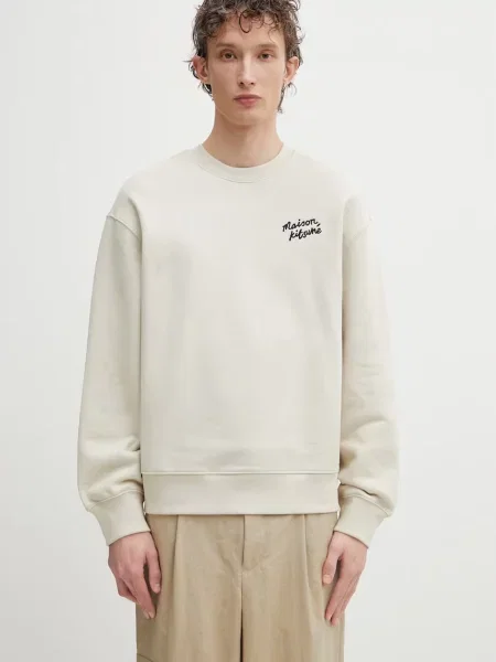 Maison Kitsuné Handwriting dukserica od pamuka za muškarce bež