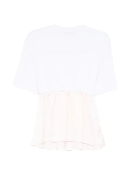 Tricou Pushbutton din dantelă alb