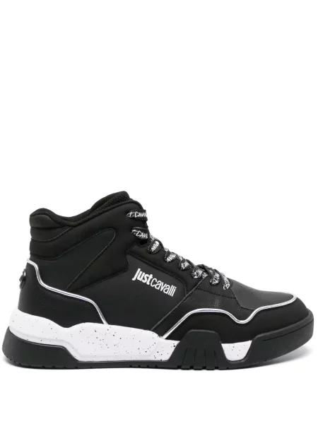 Sneakerși Just Cavalli cu șireturi din dantelă negru