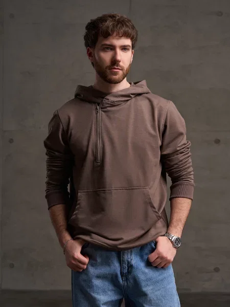 Худі ISSA Plus комбінований верх коричневий