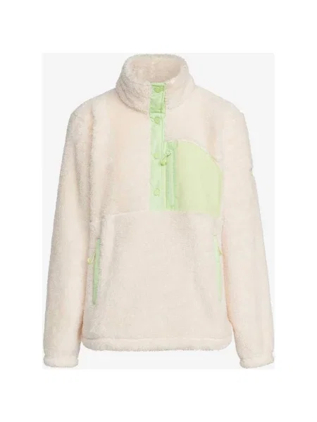 Kurtka polarowa Roxy Alabama Half Zip w kolorze czysto białym i zielonym dla kobiet XL biała