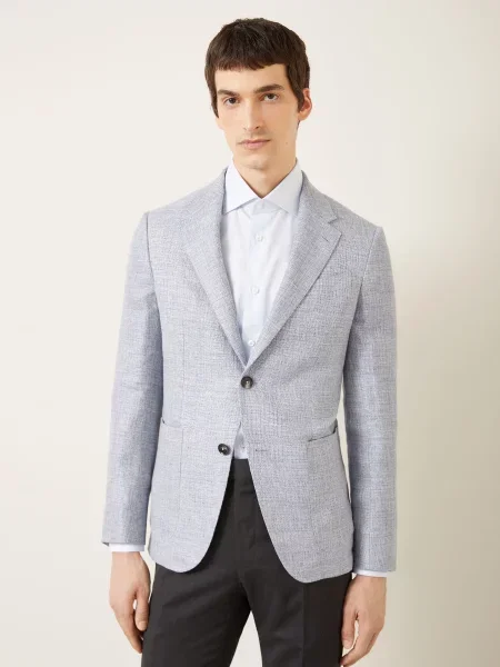 Zegna Lněné Sako Extra Slim Fit černošedá
