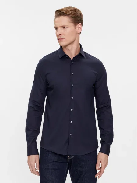 Calvin Klein Marškiniai Twill Easy Care Slim Shirt Tamsiai mėlyna