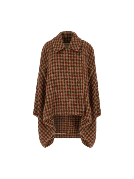 Kurtka Uma Wang wełniana w kratkę brązowa