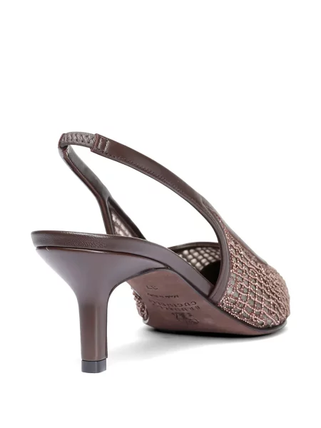Pantofi cu toc Brunello Cucinelli plasă maro