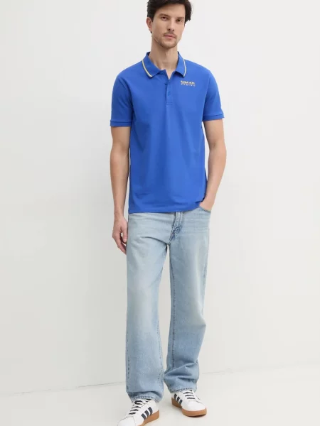 Red Bull Racing x Pepe Jeans polo TIPPED LOGO POLO fioletowy z nadrukiem czerwone
