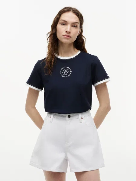TOMMY HILFIGER Tricou albastru alb