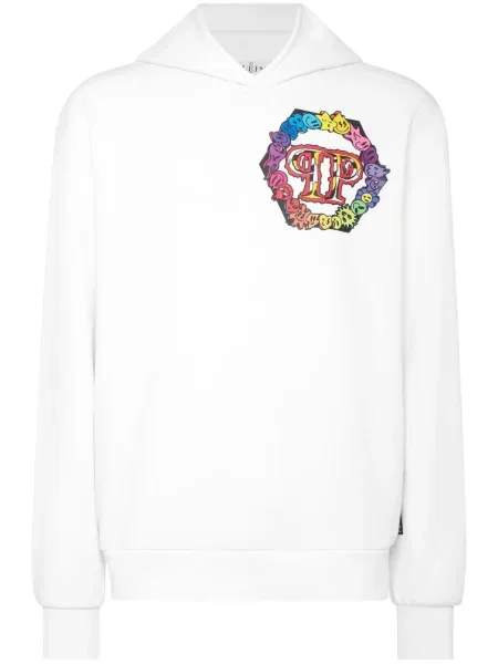 Суичър с качулка Philipp Plein бяло