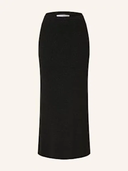 Selected Femme Dzianinowa Spódnica Z Błyszczącą Przędzą schwarz czarna