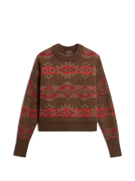 Pulover Woolrich cu decolteu rotund maro