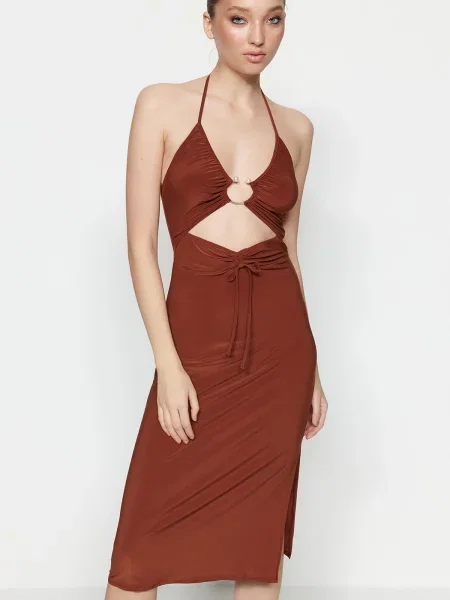 Rochie de seară Trendyol tricotate maro