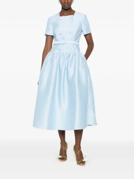 Rochie midi Self-portrait cu două rânduri de nasturi albastru