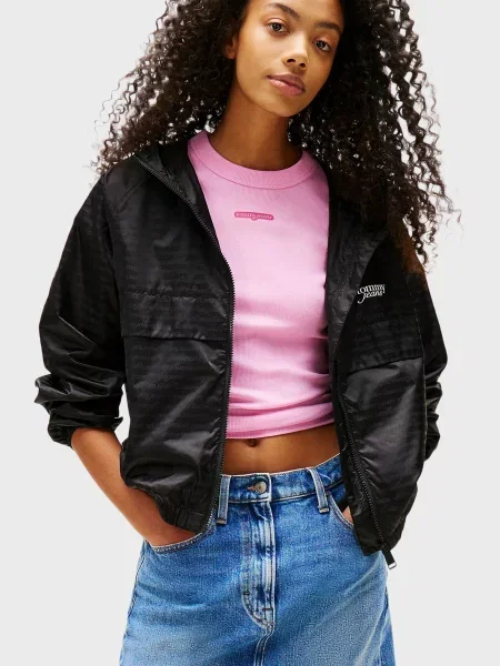 Жакардова джинсова куртка Tommy Jeans чорна