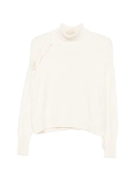 Pulover Twinset cu franjuri alb
