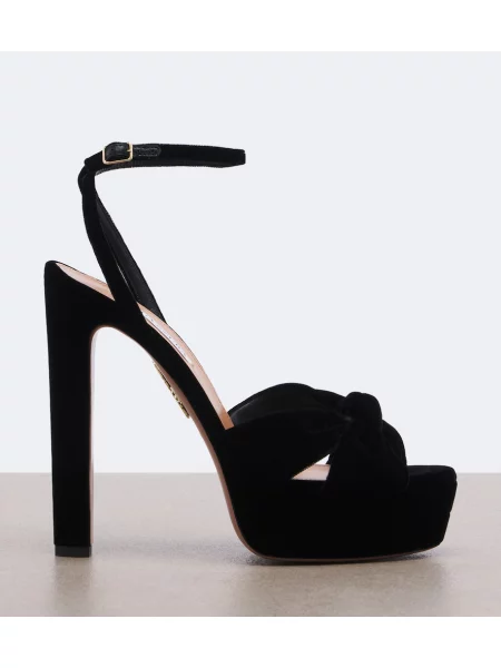 Pantofi cu toc Aquazzura de catifea cu platformă negru