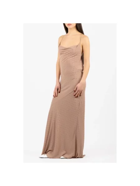 PINKO Sukienki Kobieta Long Farro Dress beżowy