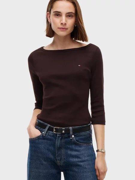 Лонгслів Tommy Hilfiger коричневий