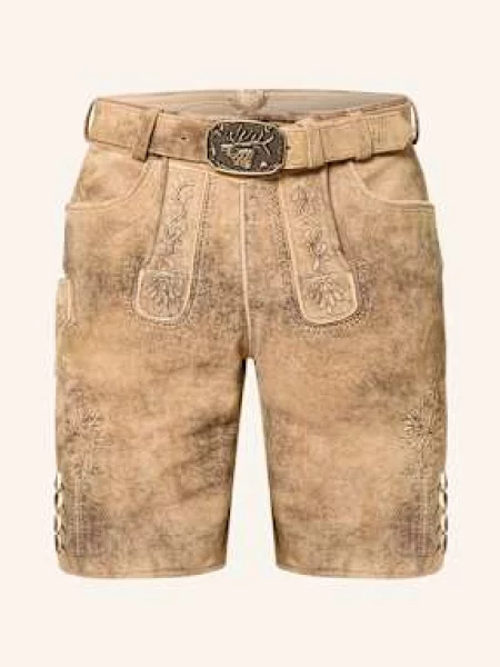 Spieth & Wensky Kožené Krojové Kalhoty Gramming hnědá/ tmavě hnědá