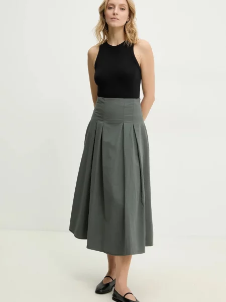 Спідниця Answear Lab midi розкльошена зелений