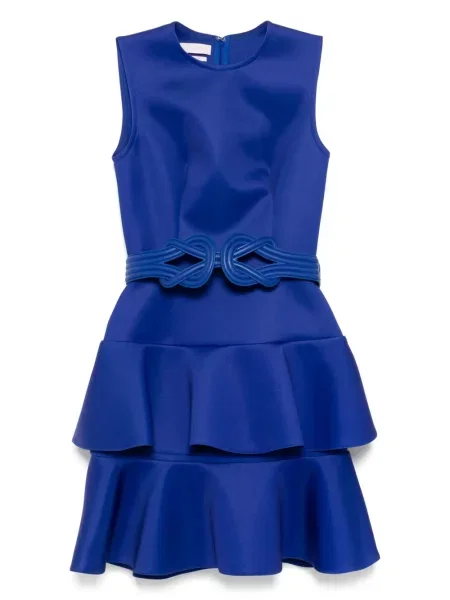 Rochie mini Saiid Kobeisy cu volane de costum albastru