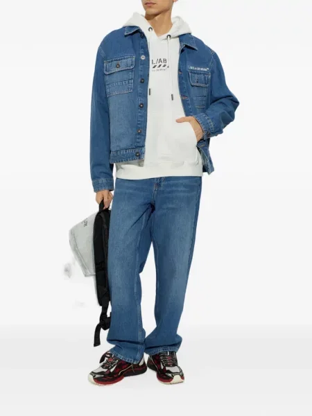 Hanorac cu glugă L/ab C/o Off-white cu imagine cu cordon alb