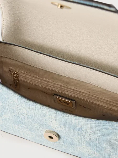 GUESS Geantă de umăr Ruby bej / denim albastru