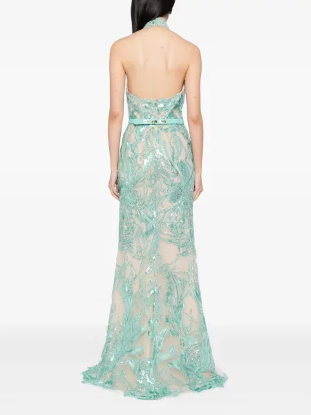 Rochie Saiid Kobeisy cu broderie verde