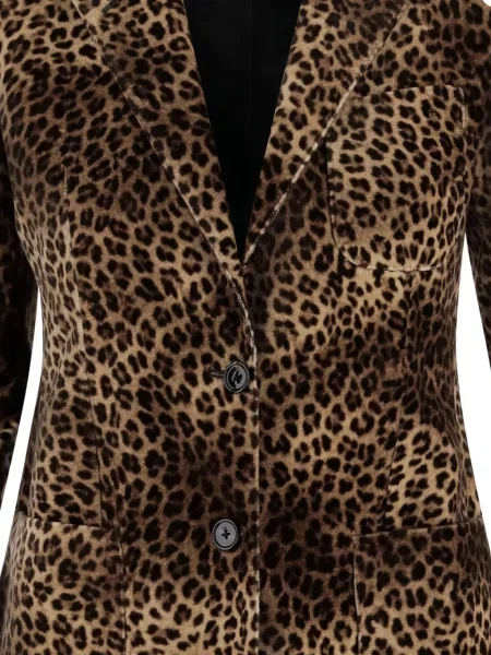 Кадифен блейзър Tagliatore с принт с леопардов принт кафяво