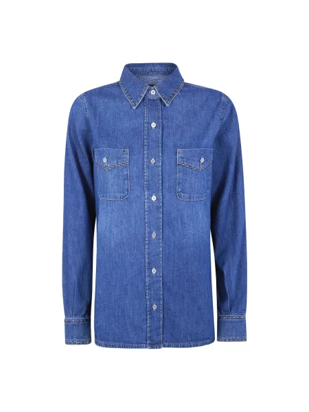 Bluzka 7 For All Mankind z ćwiekami w miejskim stylu niebieska