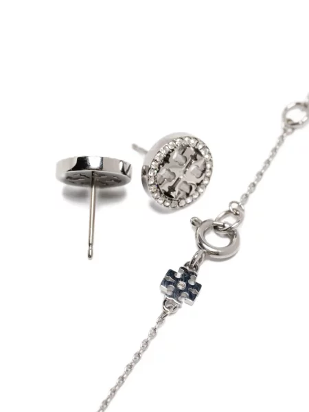 Cercei Tory Burch de cristal argintiu