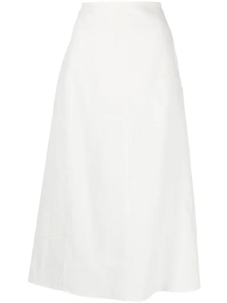Fustă midi Jil Sander până la genunchi alb