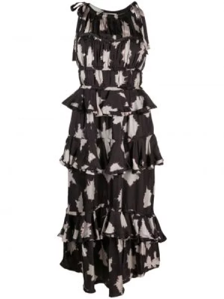 Rochie Ulla Johnson de mătase cu model floral negru