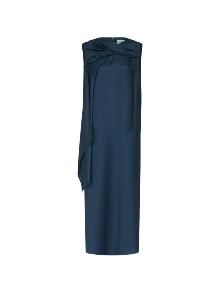 Rochie mini Loulou De Saison de mătase drapată albastru