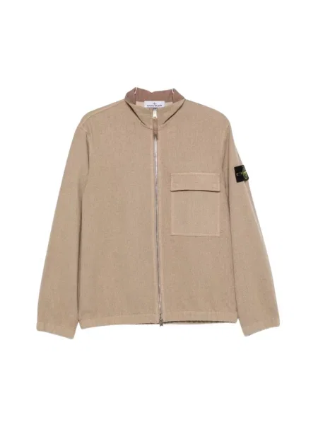 Kurtka koszulowa Stone Island wełniana z kamieniami brązowa