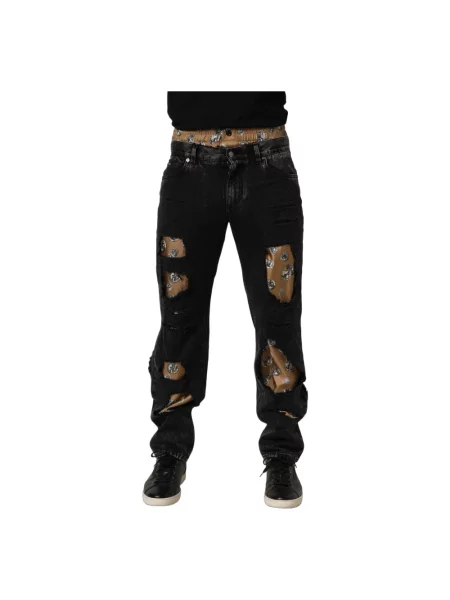 Jeansy Dolce And Gabbana z przetarciami czarne