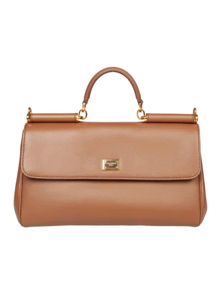 Torebka skórzana Dolce And Gabbana skórzana elegancka brązowa