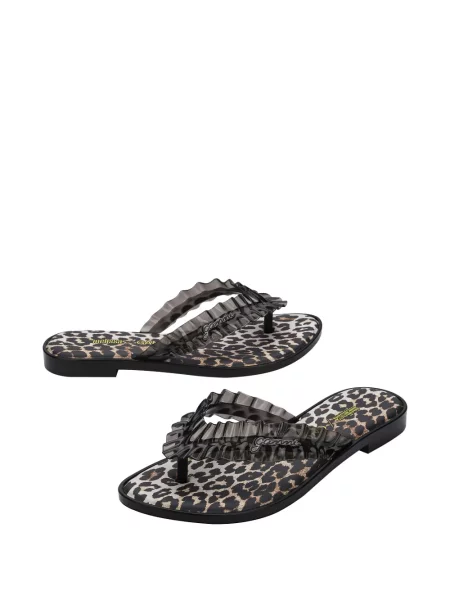 Șlapi Melissa cu imagine cu model leopard negru
