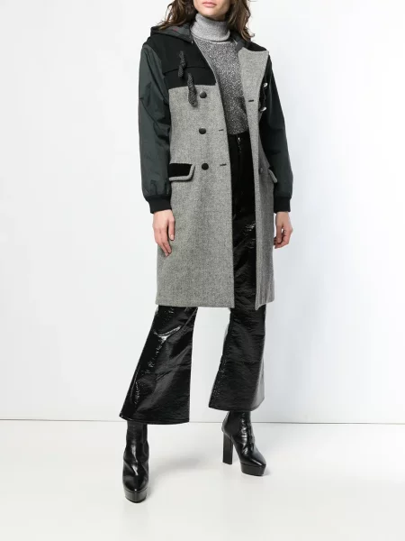 Dvouřadý kabát Jean Paul Gaultier Pre-owned s kapucí šedý