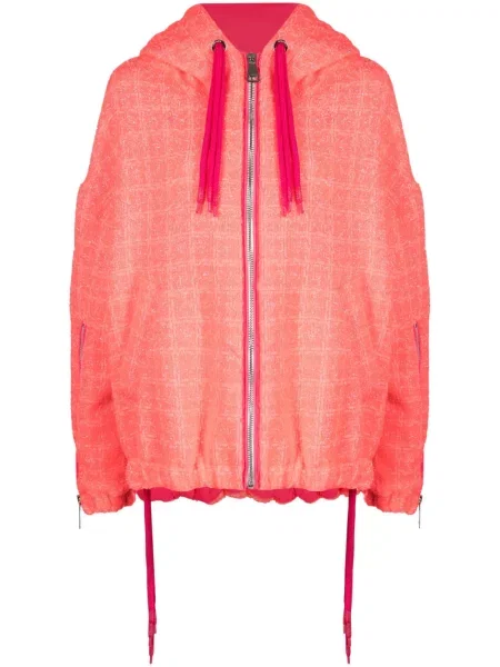 Geacă Khrisjoy cu glugă din tweed roz