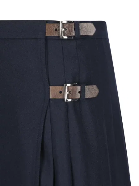 Fustă midi Prada de lână albastru