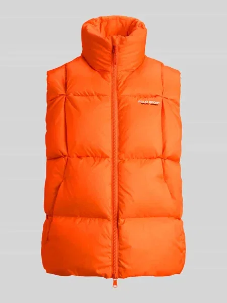 Kamizelka pikowana z detal z logo Polo Ralph Lauren pomarańczowa