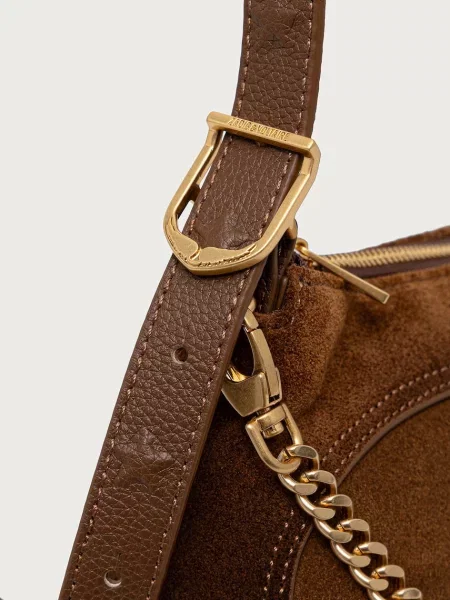 Zadig&Voltaire keresztpántos táska női velúrbőr JIM barna