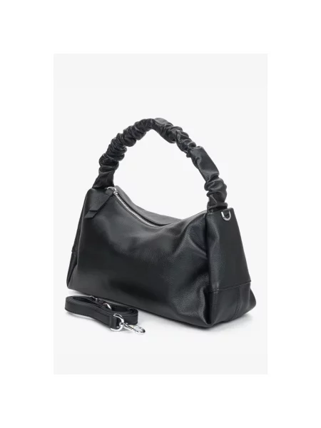 Сумка на плече шкіряна Estro чорна