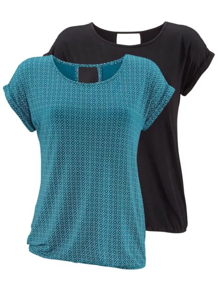 LASCANA Tricou verde petrol negru