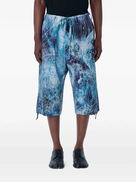 Pantaloni scurți Yohji Yamamoto cu cordon albastru