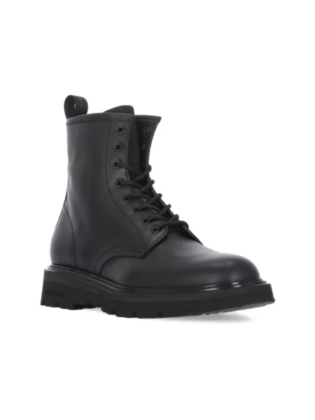 Botki Woolrich skórzane z logo czarne