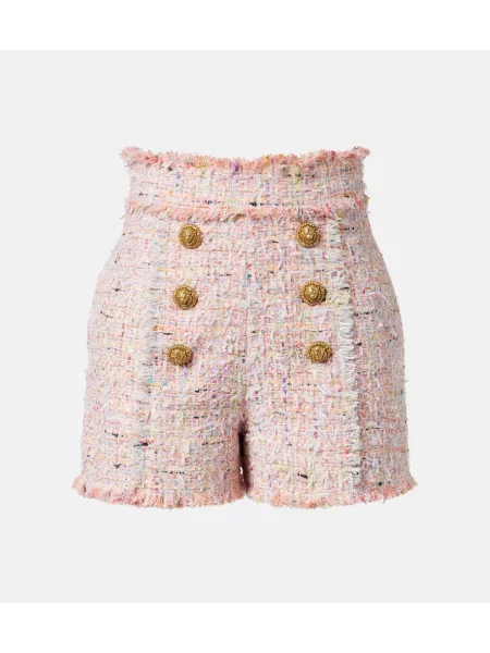 Pantaloni scurți Balmain din tweed roz