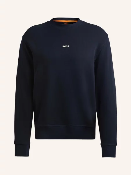Bluza z kapturem Hugo Boss z kapturem frotte z dekoltem w kształcie litery U niebieska