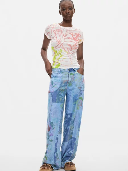 Desigual Majica limona / travnato / puder / melona zelena