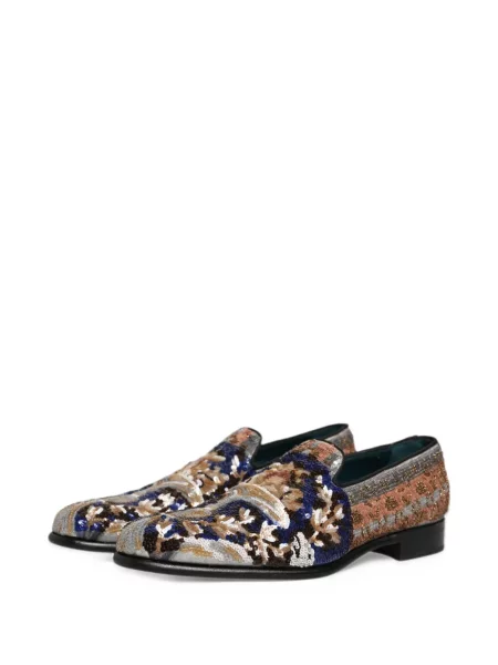 Haftowane loafersy Dolce And Gabbana niebieskie